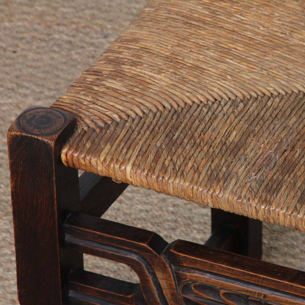 Rush seat chair in solid wood, French craftsmanship, 1940.