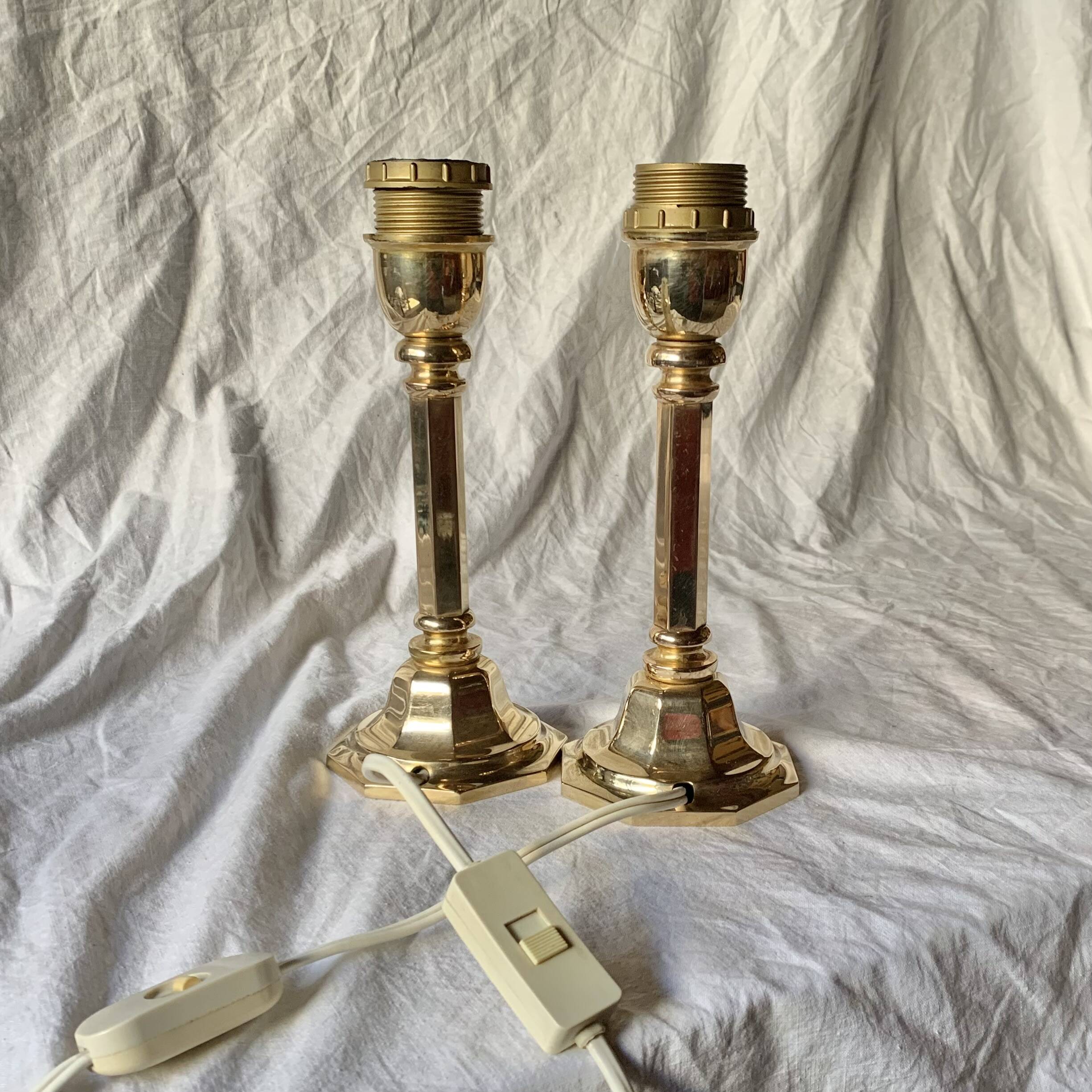 Pair of vintage brass lamp bases