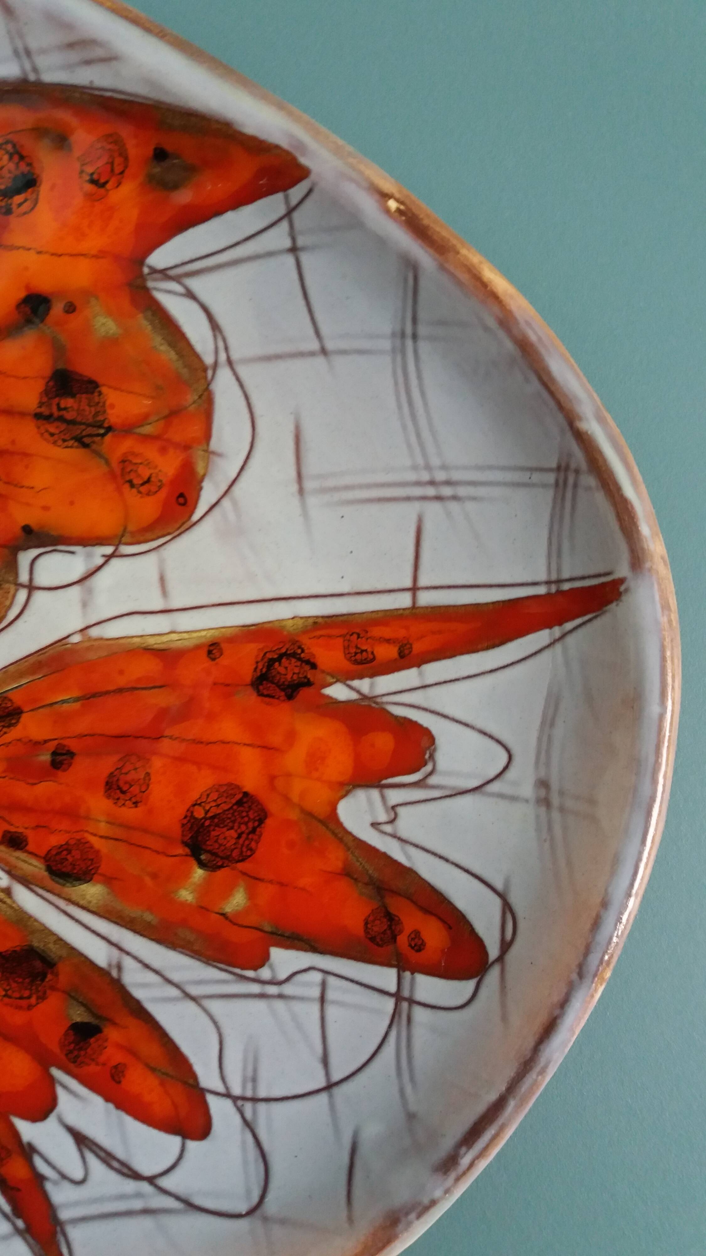 Plate signed Monique Brunner, Pansier, Pottery of the Aquarius, Vallauris