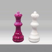 1970s Stunning Pink and White Chess Set in Volterra Alabaster Handmade Made in Italy