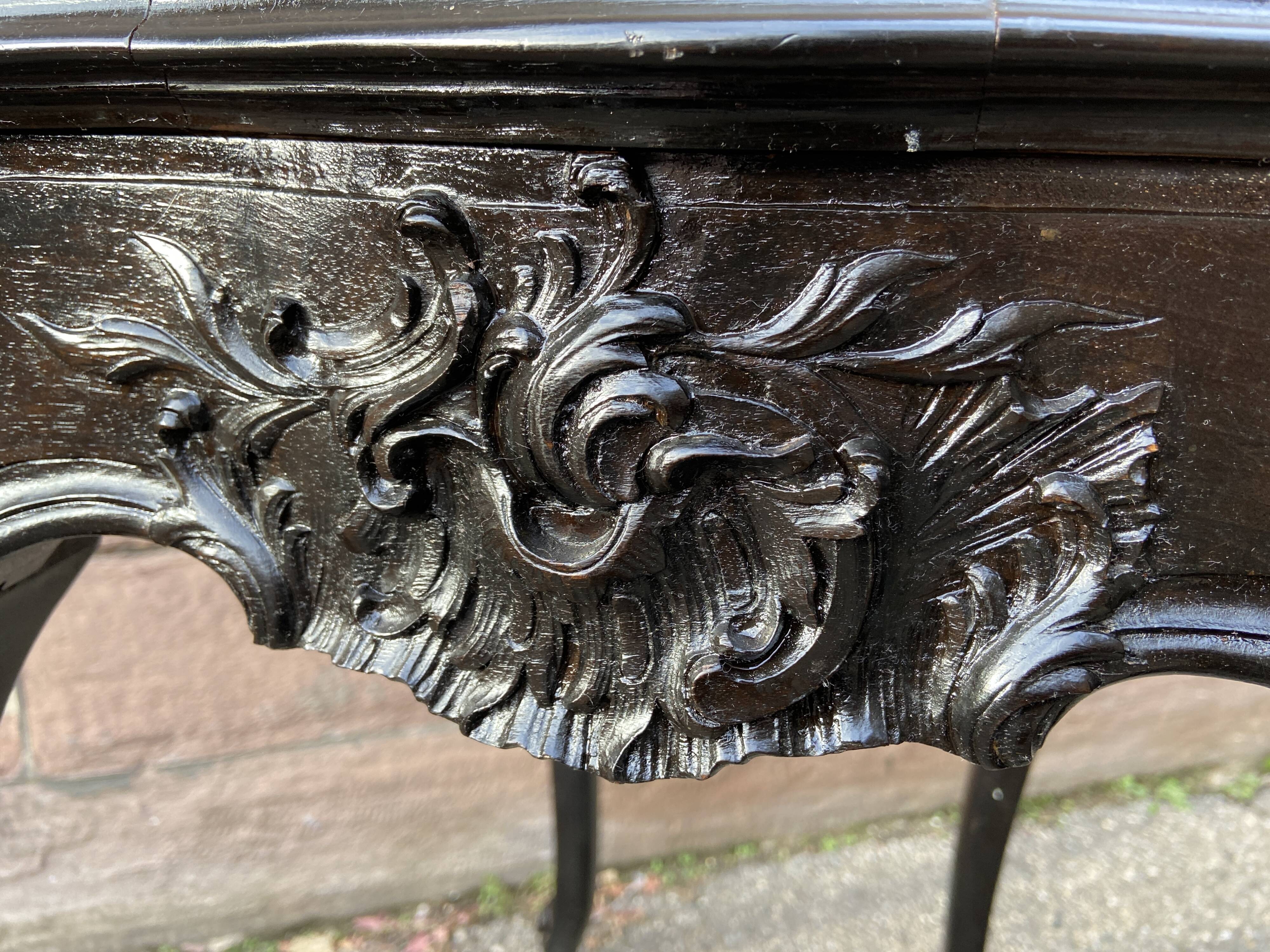 Middle table living room console 1900 neo louis xv in blackened wood napoleon iii