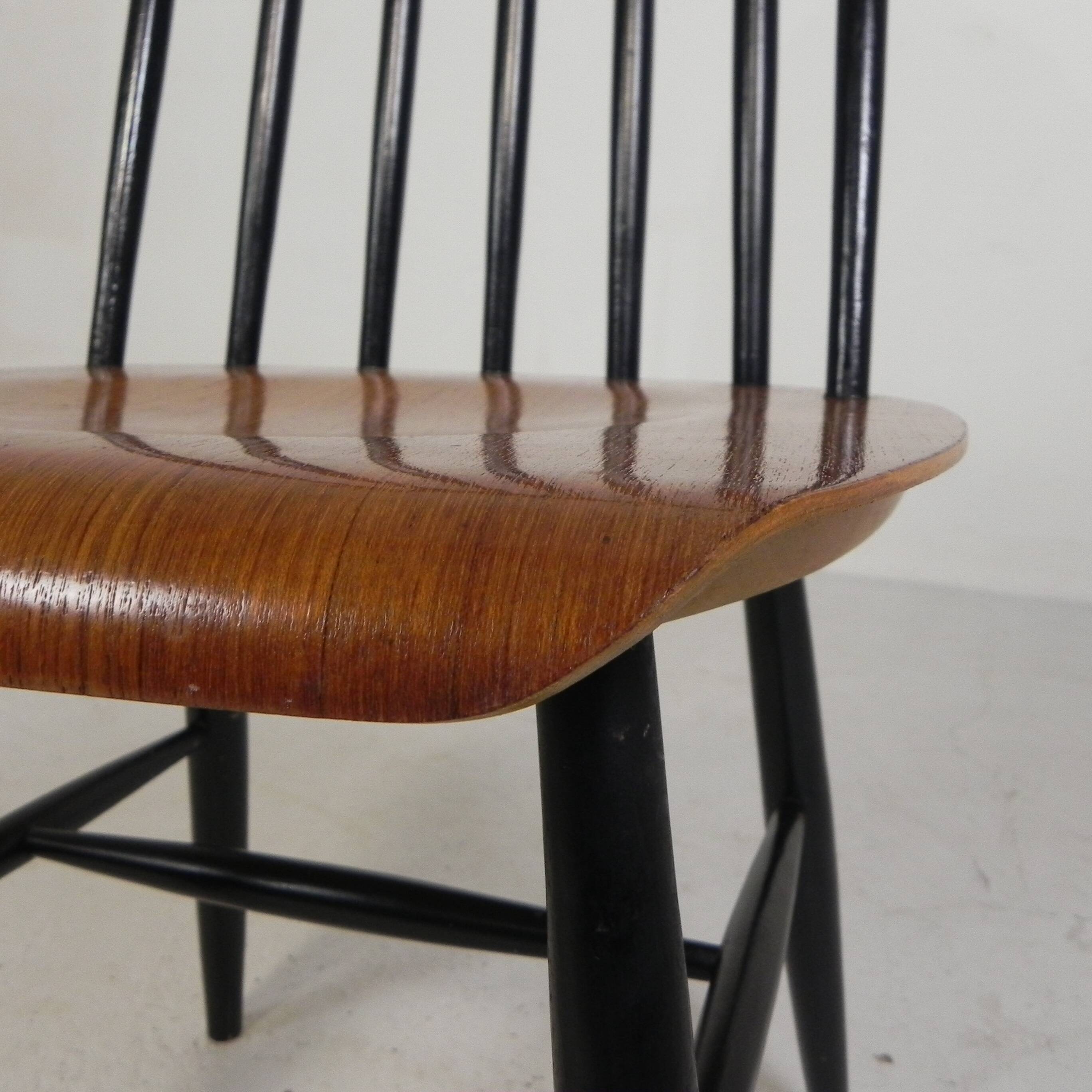 Set of 4 Fanett model slatted chairs, Tapiovaara, 1960s