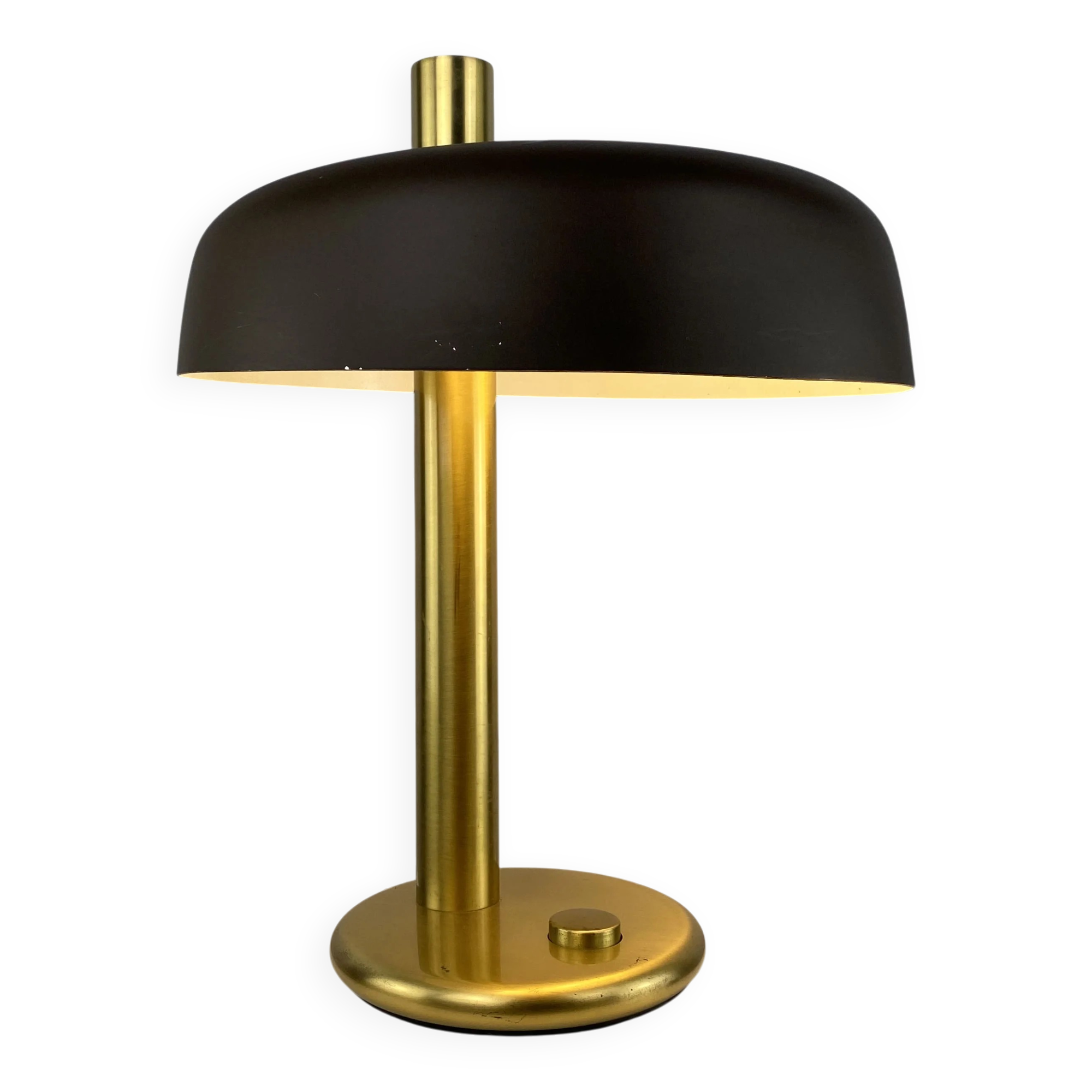 Lampe de bureau marron et or 7603 par Heinz F.W. Stahl pour Hillebrand 1970