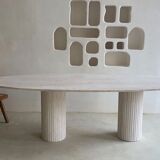 Calypso oval dining table - 150x90 - natural travertine