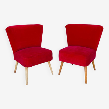 Pair of vintage red armchairs