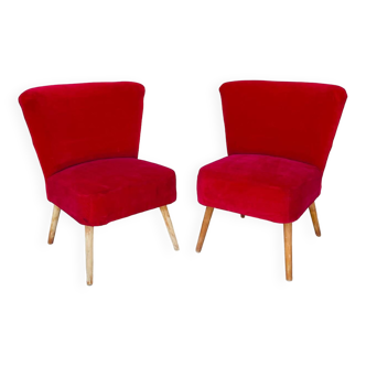 Pair of vintage red armchairs