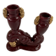 Bordeaux and Gold glazed earthenware candlestick attributed to Vallauris, 1950s