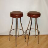 Pair of hockers, bar chairs 70s