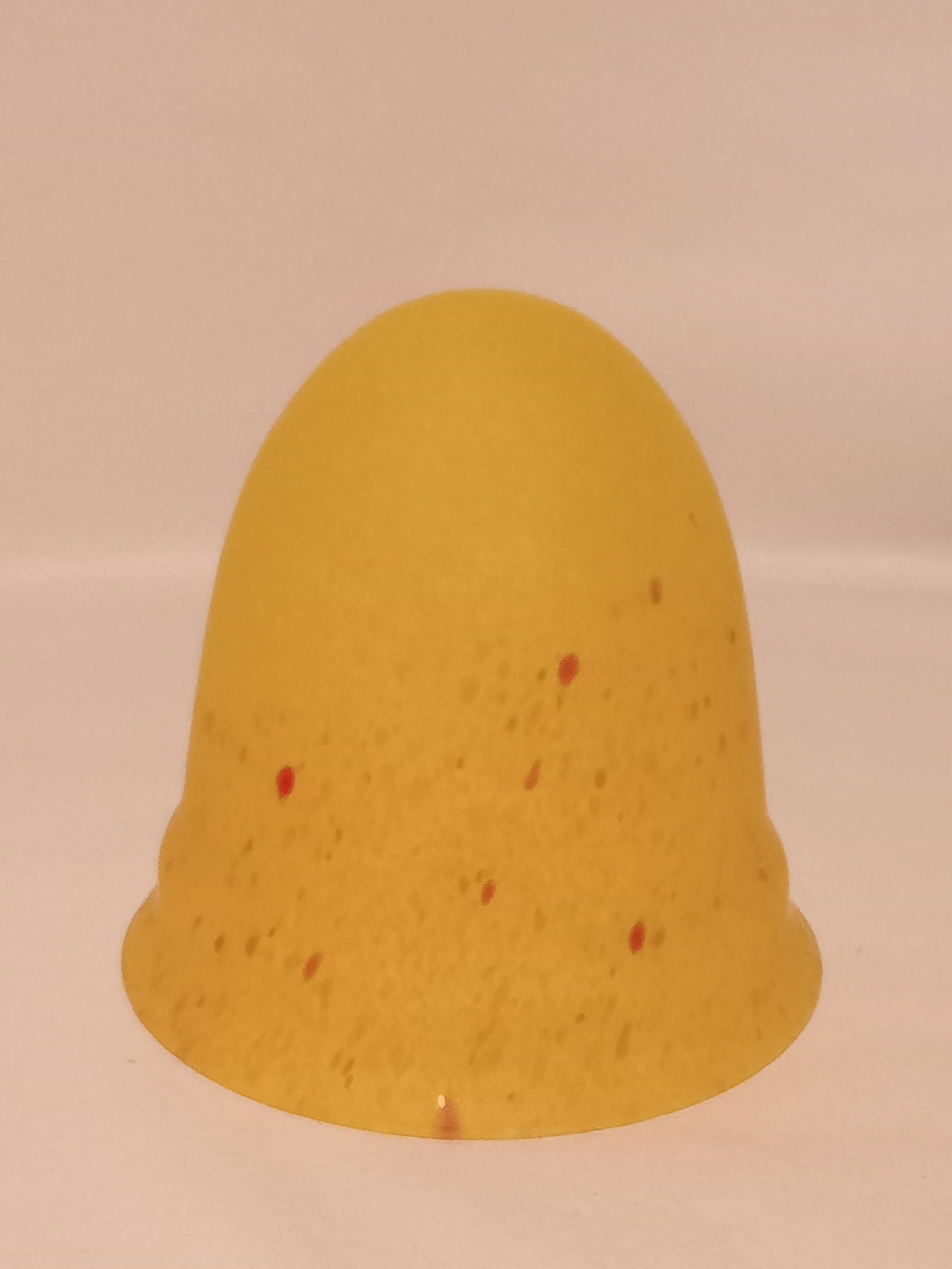 Mushroom lamp yellow glass paste spotted red