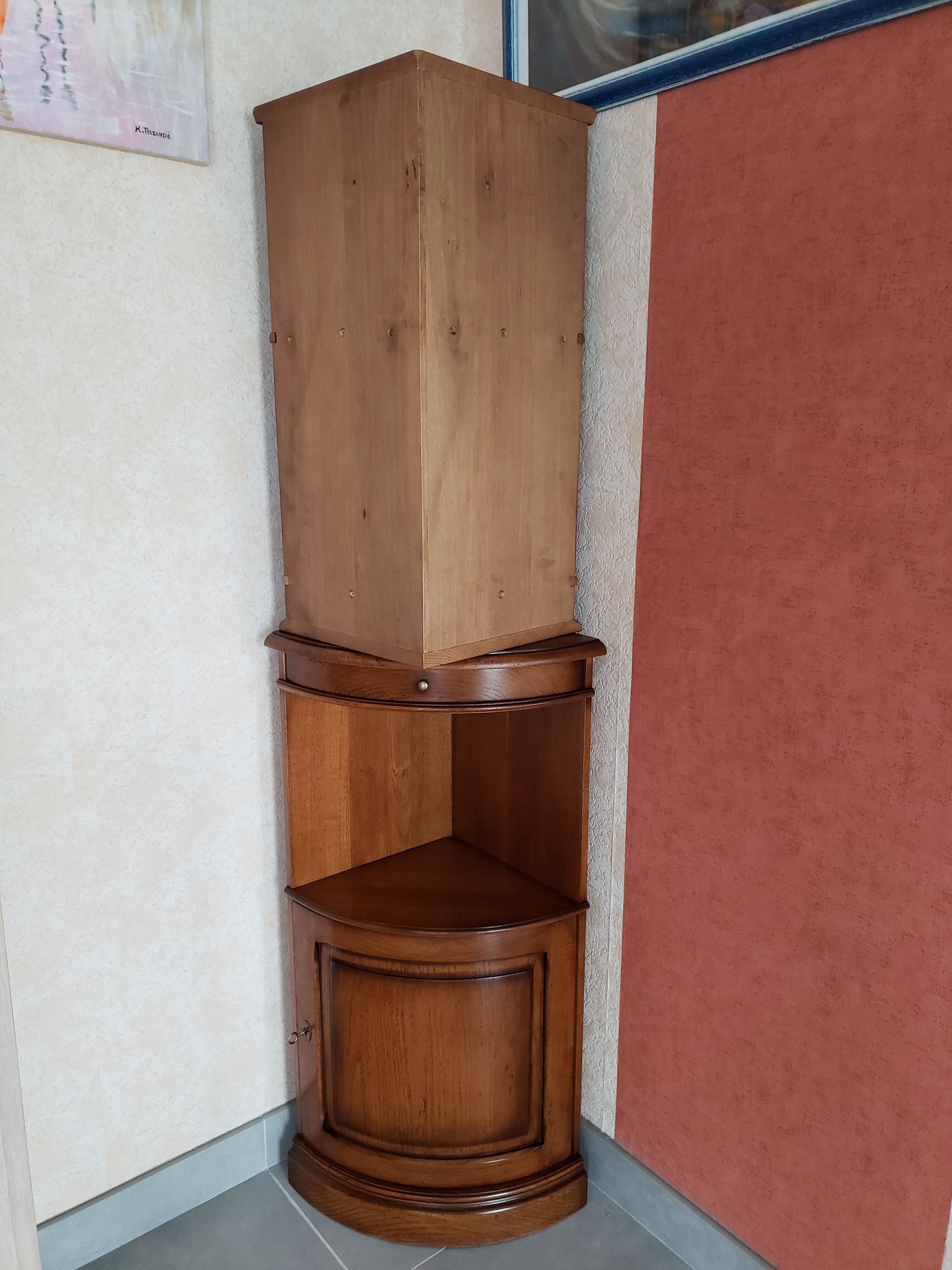 Solid oak corner cabinet