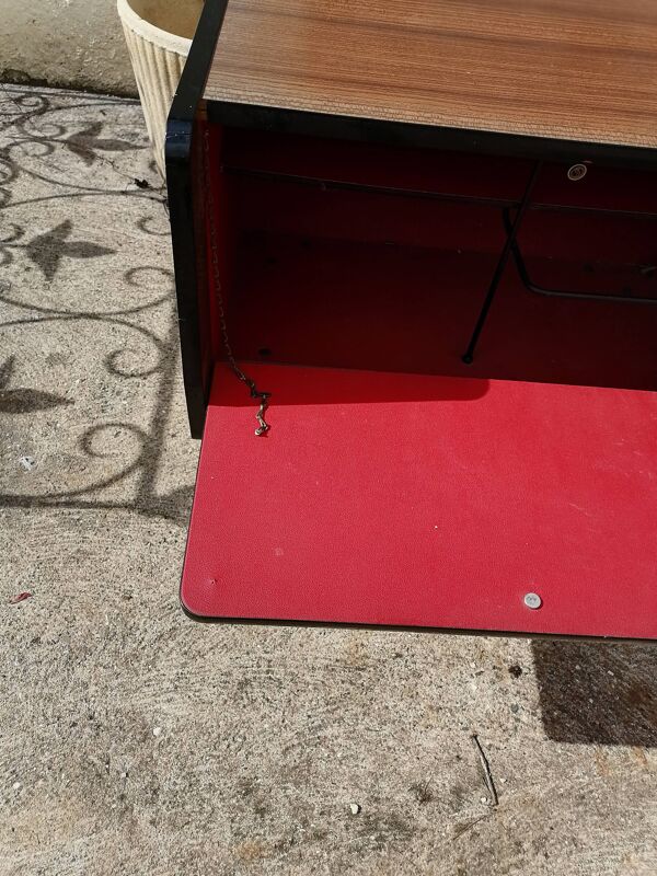 Bar roulant pieds eiffel formica 1950 60