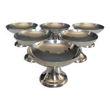 Série de 6 coupes à glaces vintage en inox