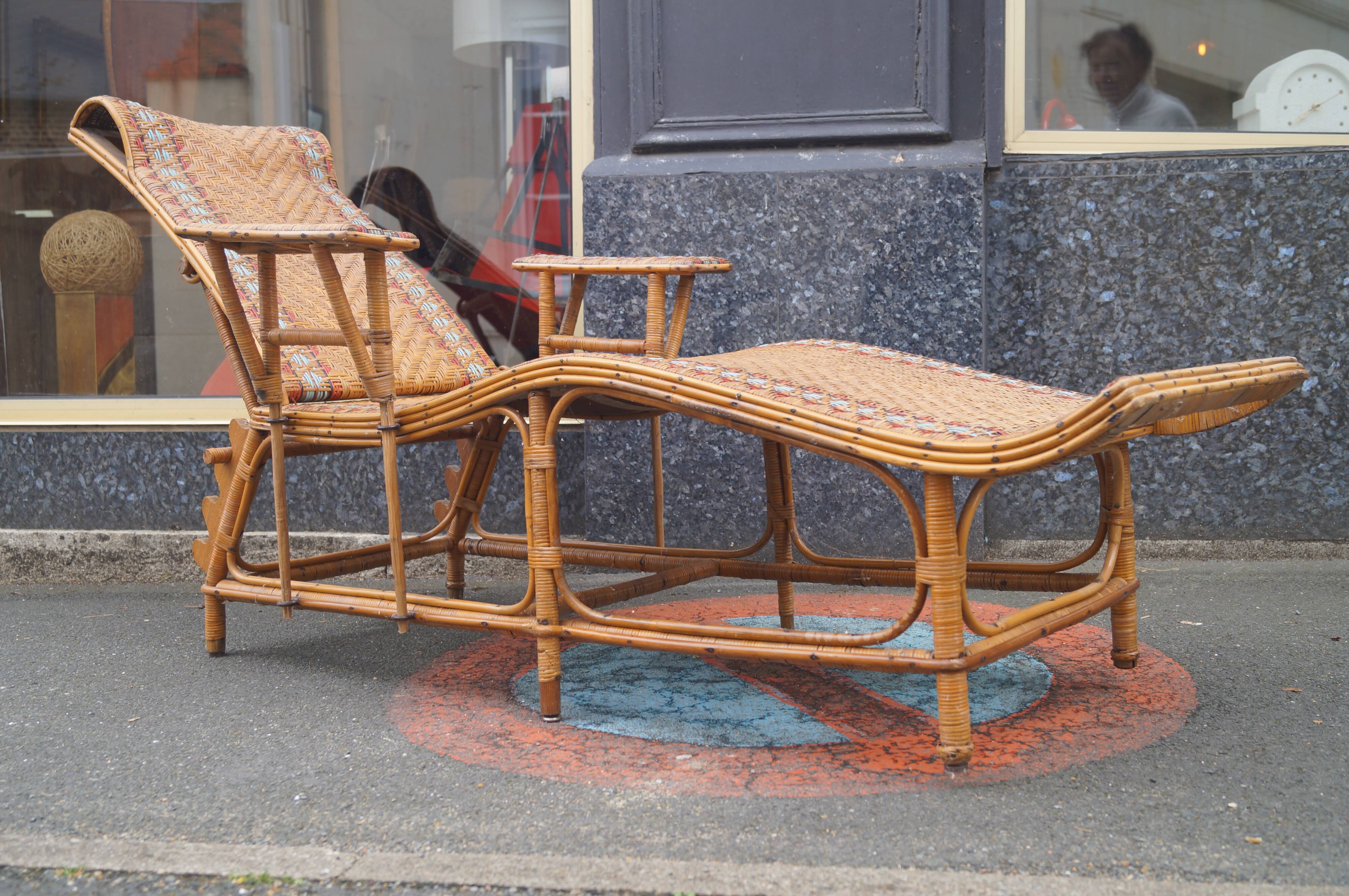 Rattan chaise longue 1920