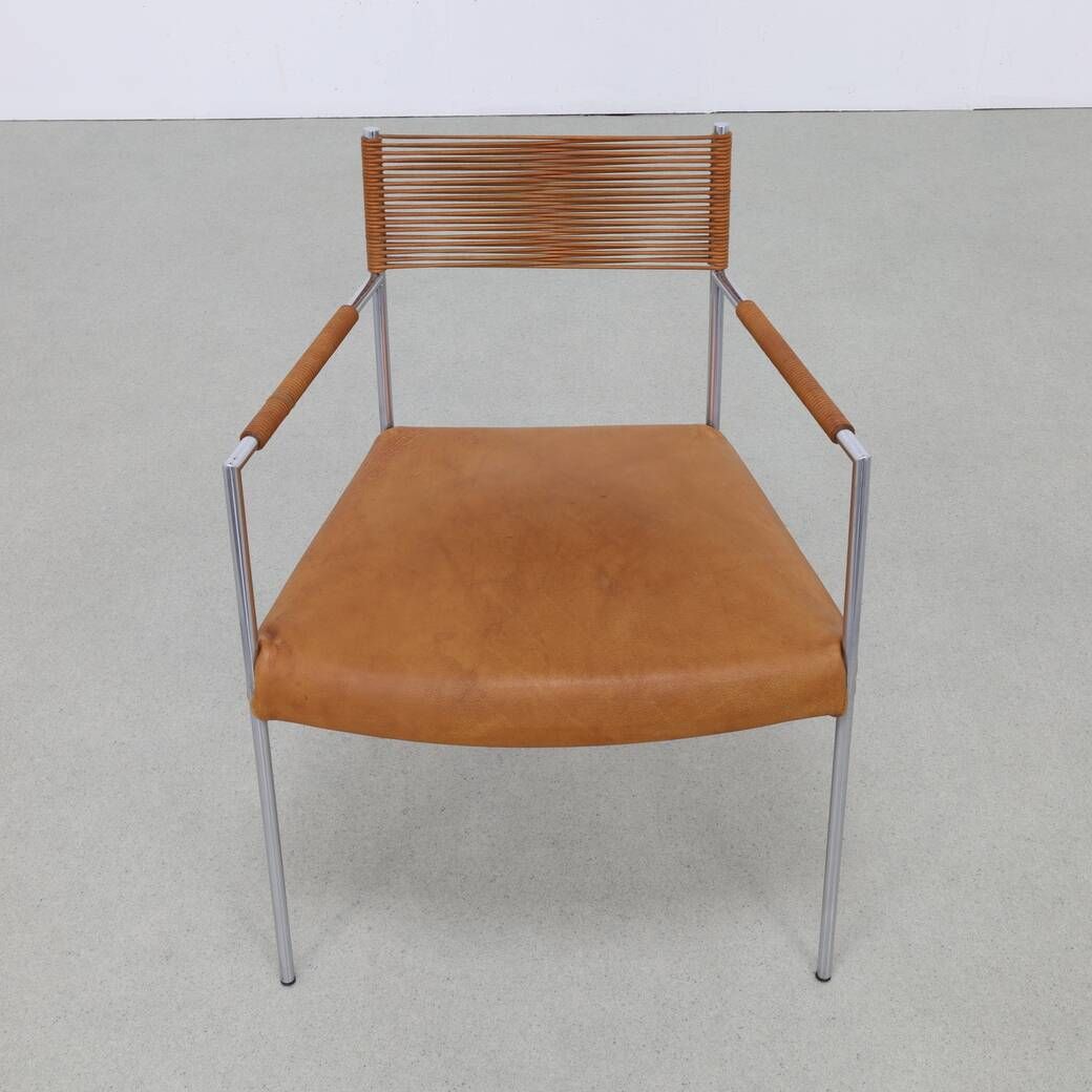 2x Arm Chair in Leather and Stainless steel by Gerard van den Berg, 1990s