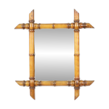Antique Wooden Faux Bamboo Mirror France 45x39cm