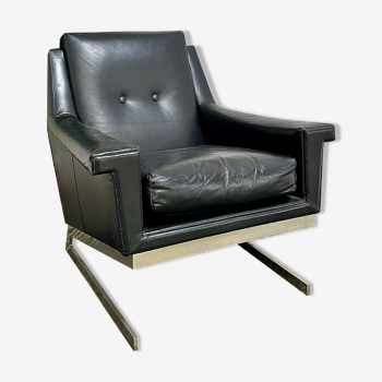 Black leather design armchair