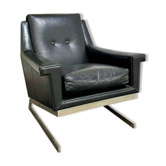 Black leather design armchair