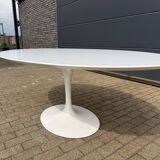 Original oval Tulip Knoll table 198cm white laminate, NEW in the box.