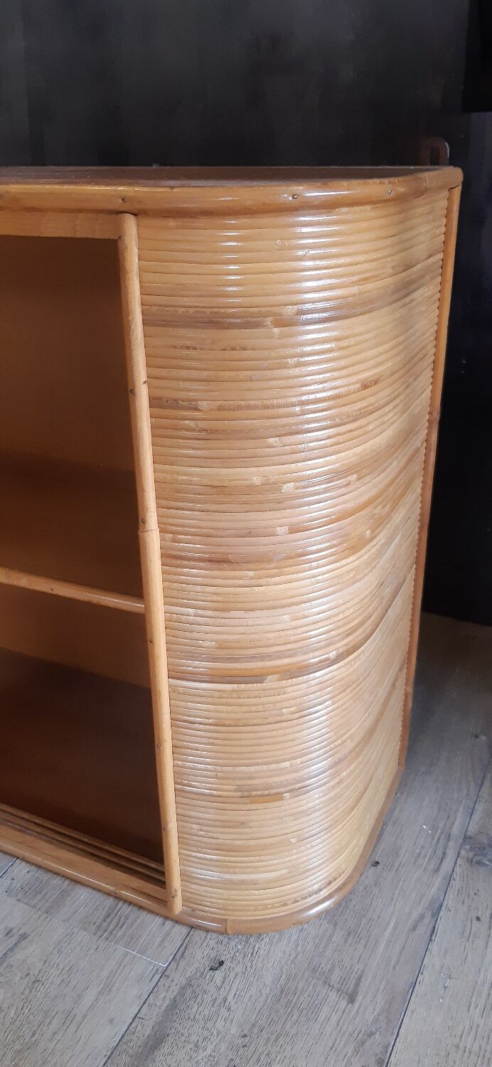 Vitrine étagère murale bois bambou