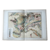 Carte ancienne France géologique 54x37,5cm