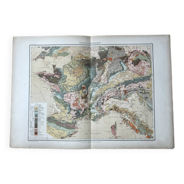 Carte ancienne France géologique 54x37,5cm