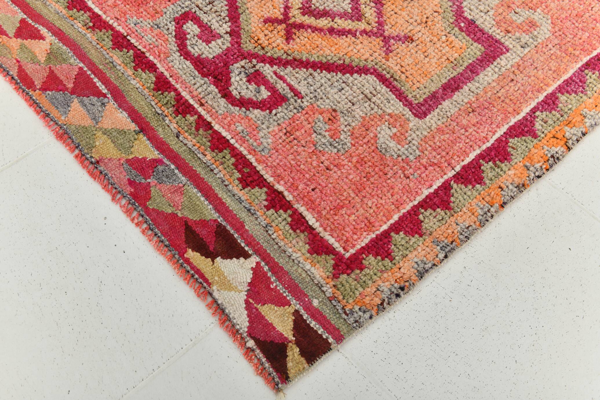3x11 Pale Orange & Vintage Runner Rug, Handmade Orientel Runner, 96x338Cm