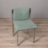 Lot de 4 chaises vintage 70's en metal et tissu turquoise design italien