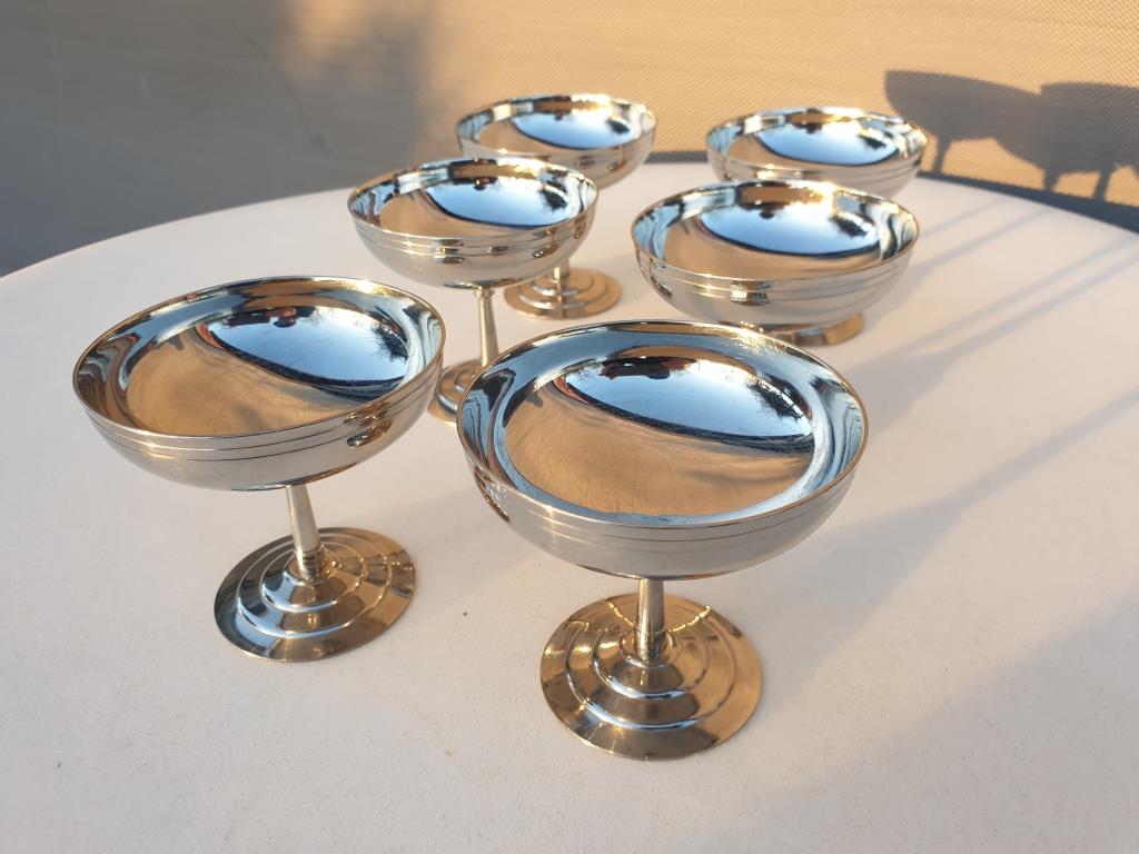 Set 6 coupes inox Létang & Rémy vintage 1960