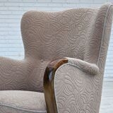 1960s, Danish armchair, blend wool fabric, beech wood.