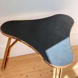Table en rotin plateau noir