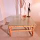 Vintage bamboo coffee table with glass top, 1970s, Brazil