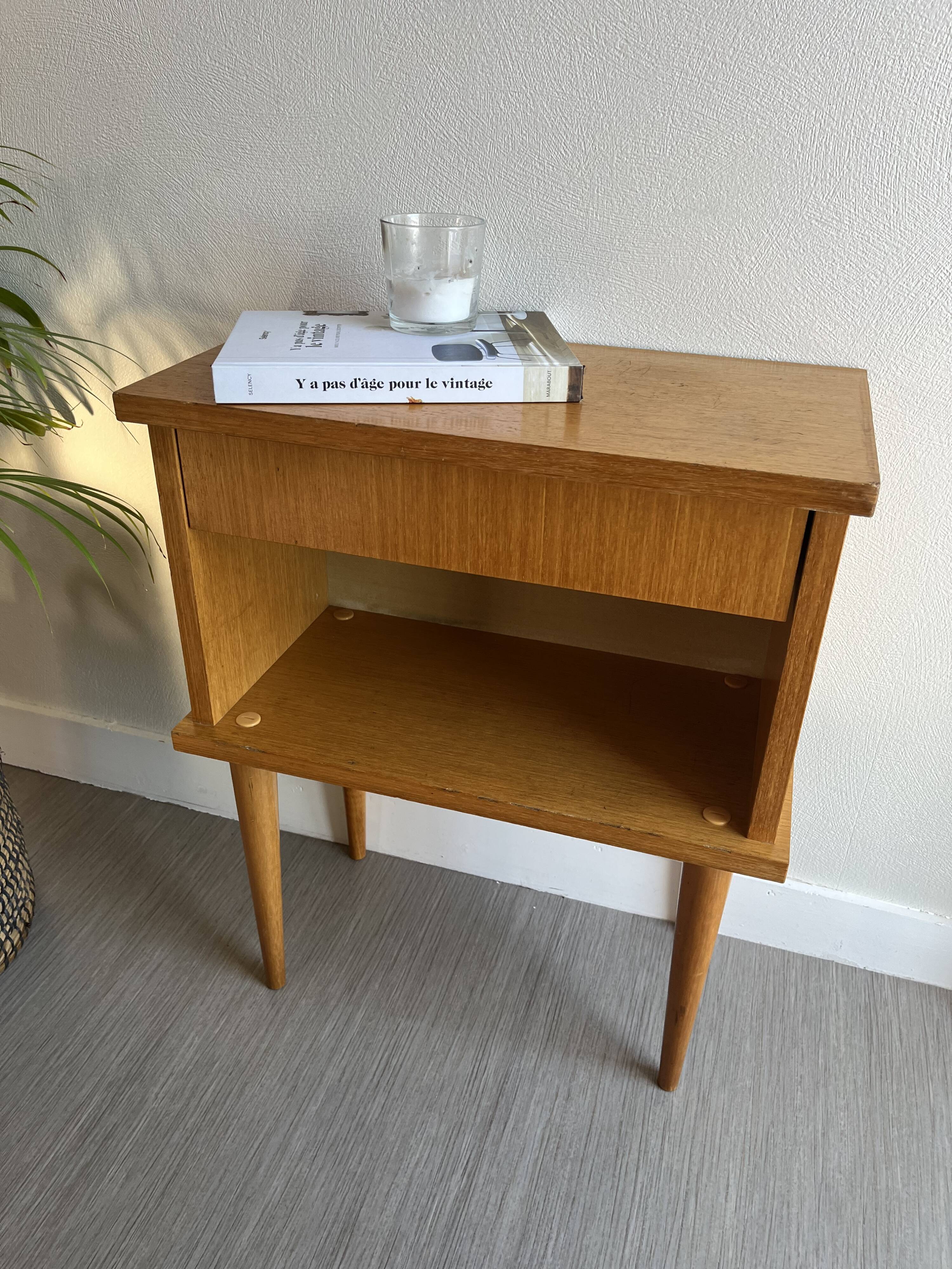 Bedside table vintage feet compass