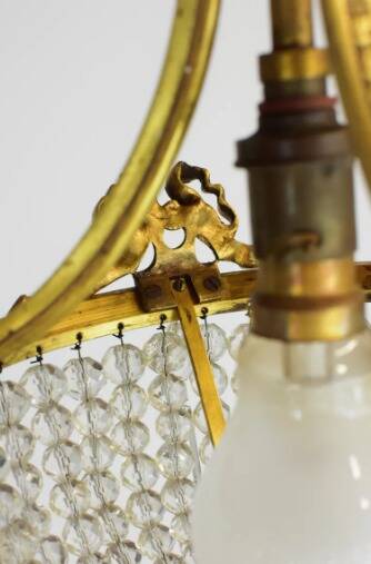 Bronze chandelier and Louis XVI pendants