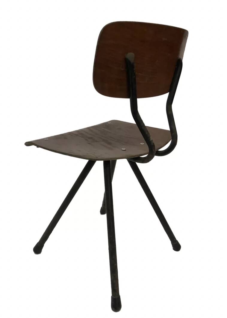 Vintage industrial child s chair, school chair, Dutch design