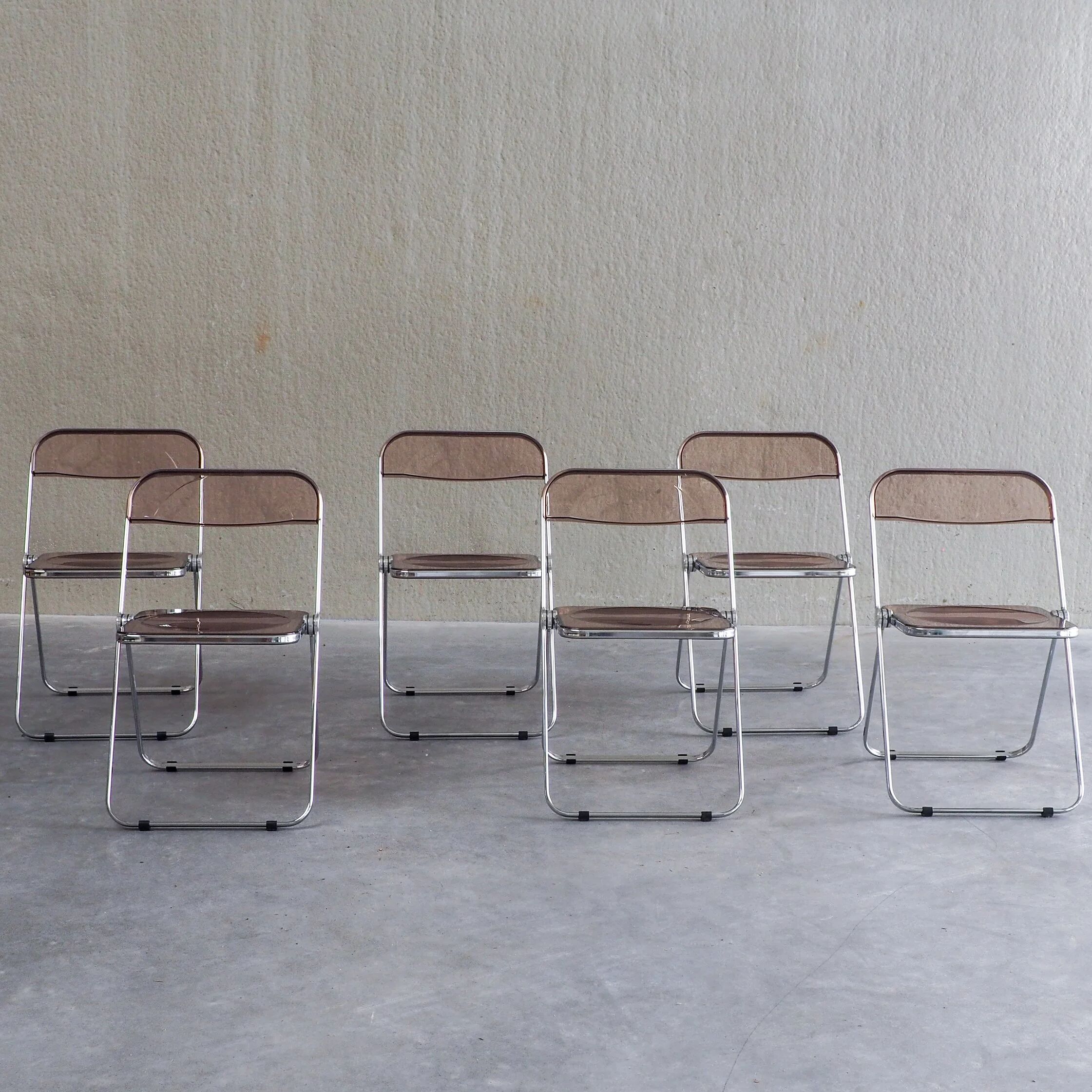 6 Plia folding chairs by Giancarlo Piretti for Anonima Castelli