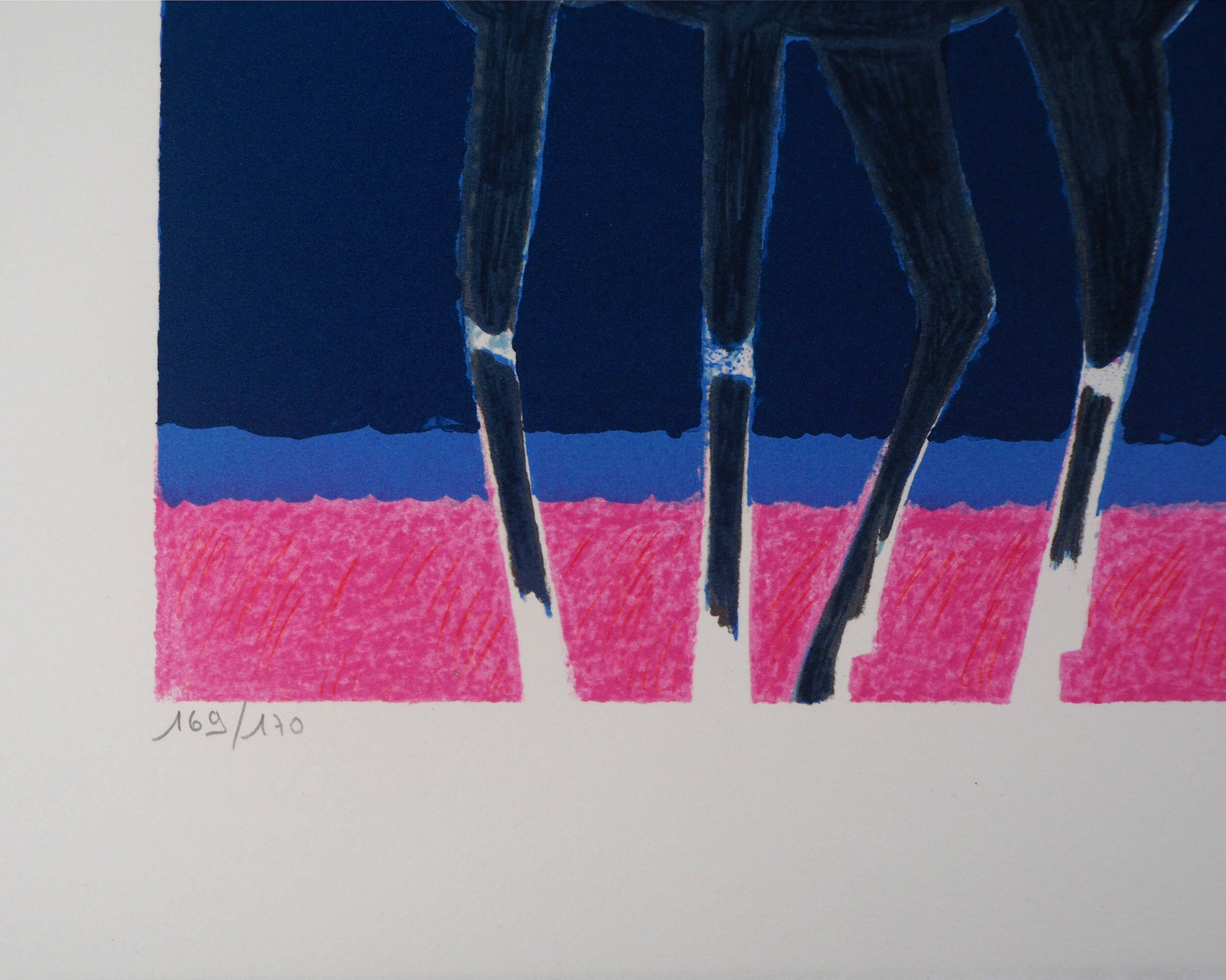 Albert zavaro :  le trio de cavaliers - lithographie originale signée