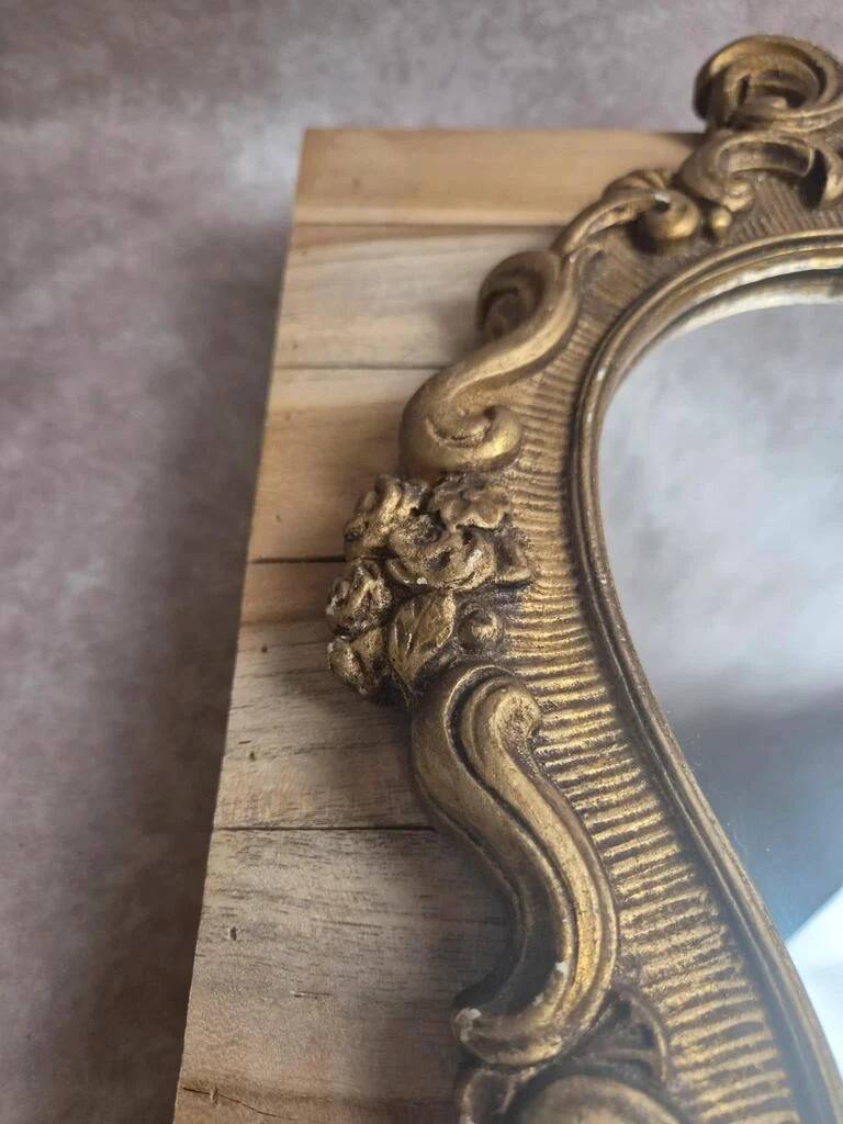 Antique gilded stucco mirror – Louis XV rococo style – 42 cm