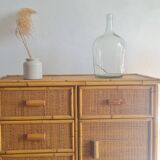 Vintage rattan chest of drawers