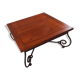 Coffee table in cherry wood with a wrought iron base.