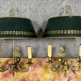 Pair of Empire sconces with gilded bronze swans circa 1880