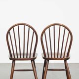 Set of 10 wooden vintage Windsor bars chairs from the 70s in English style