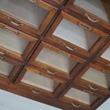 Vintage Dutch Oak Haberdashery Shop Cabinet / Vitrine, 1950s