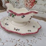 Gravy boat on frame Gien France Lorraine model