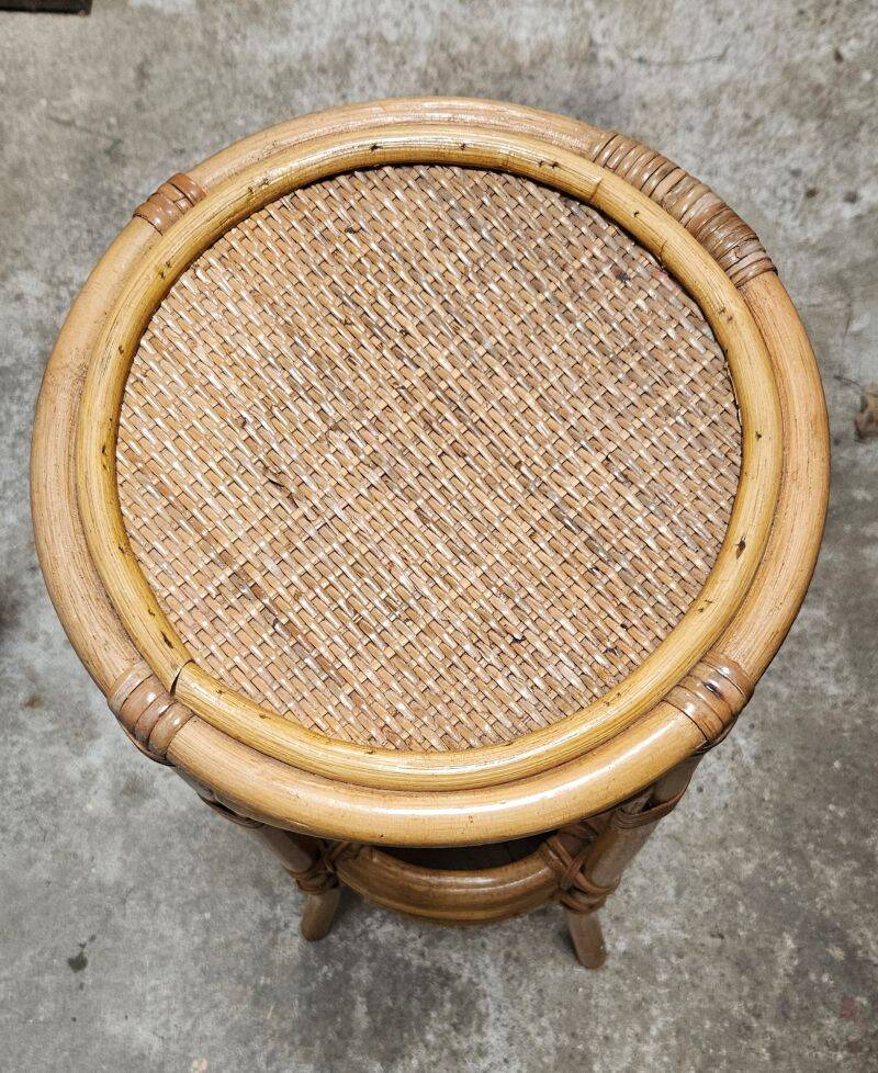 Round Natural Rattan Side Table