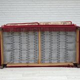 1970s, Danish "Spanish" sofa, furniture velour, ash wood legs.