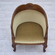 1960s, Danish side/children's armchair, light green furniture velour, oak w