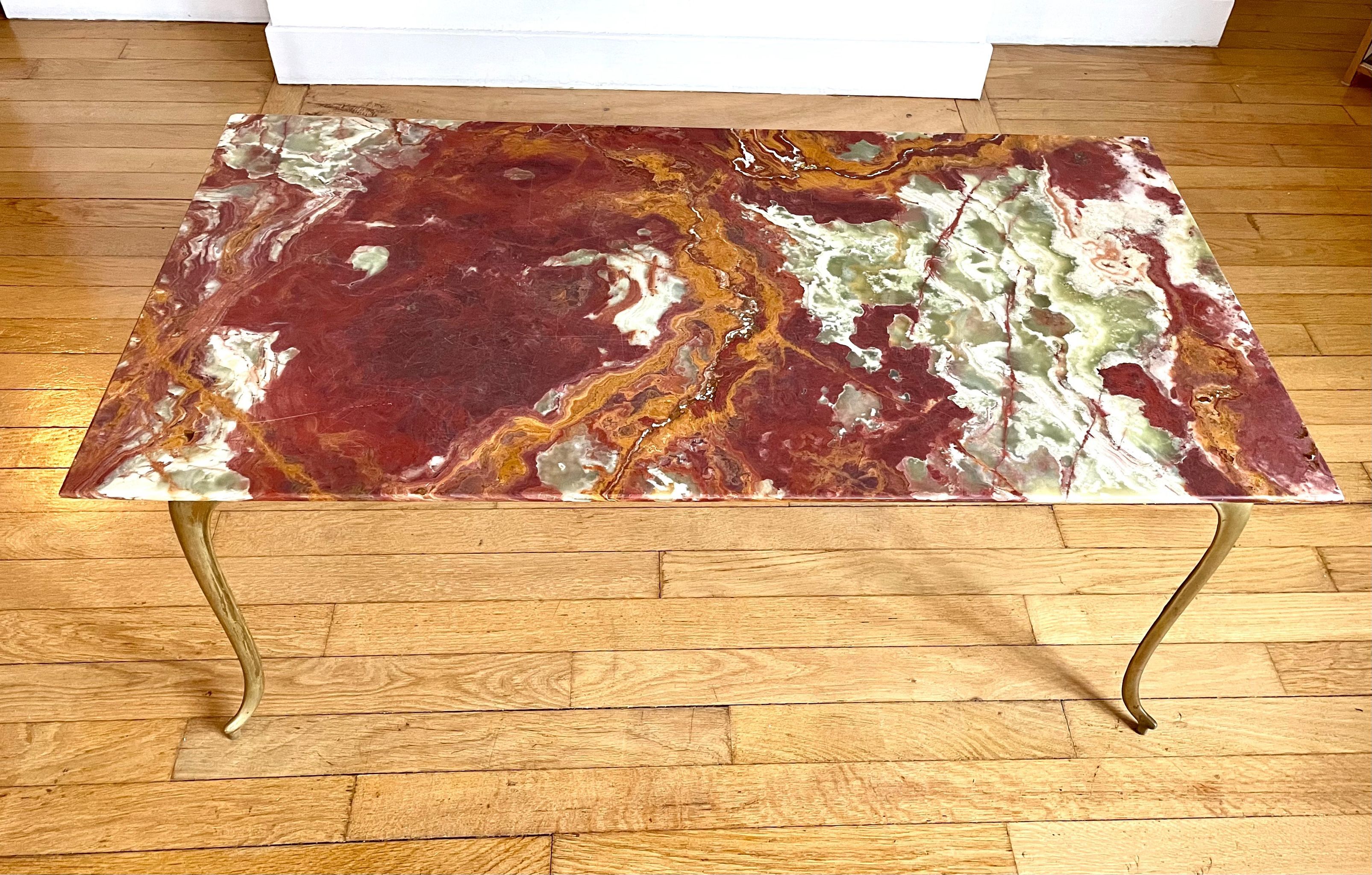 Marble and brass coffee table