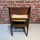 Set of four wooden and leather chairs from Maison Regain