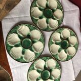4 vintage oyster plates