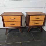 Pair of vintage teak bedside tables from the 60s